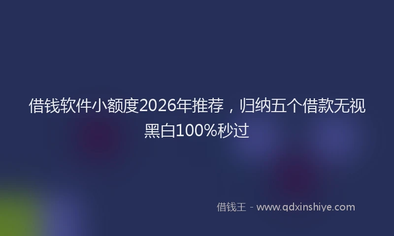 借钱软件小额度2026年推荐，归纳五个借款无视黑白100%秒过