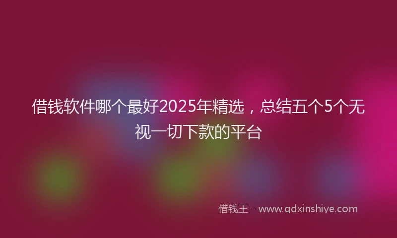 借钱软件哪个最好2025年精选,总结五个5个无视一切下款的平台