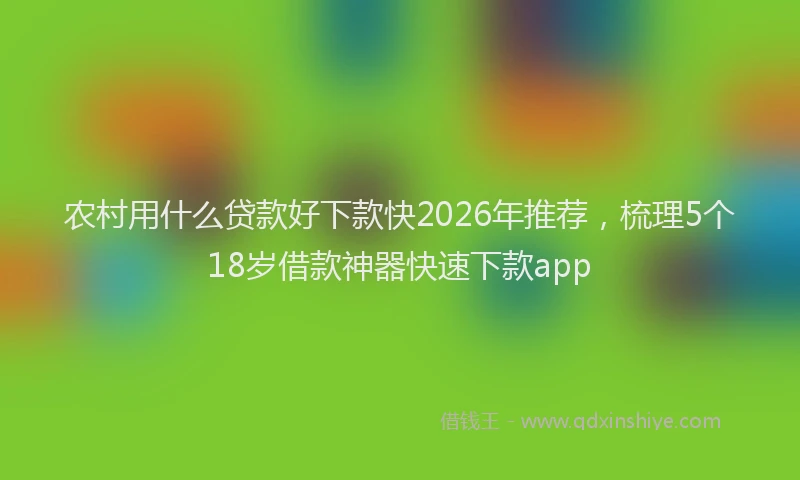 农村用什么贷款好下款快2026年推荐,梳理5个18岁借款神器快速下款app