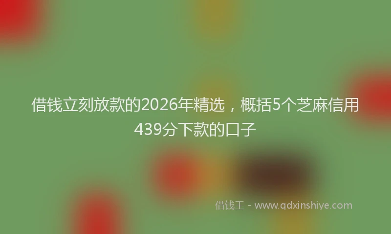 借钱立刻放款的2026年精选，概括5个芝麻信用439分下款的口子