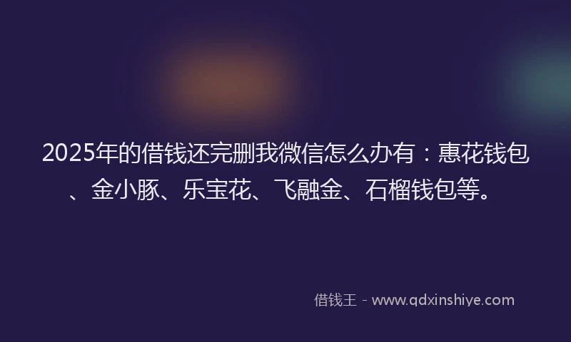 2025年的借钱还完删我微信怎么办有：惠花钱包、金小豚、乐宝花、飞融金、石榴钱包等。
