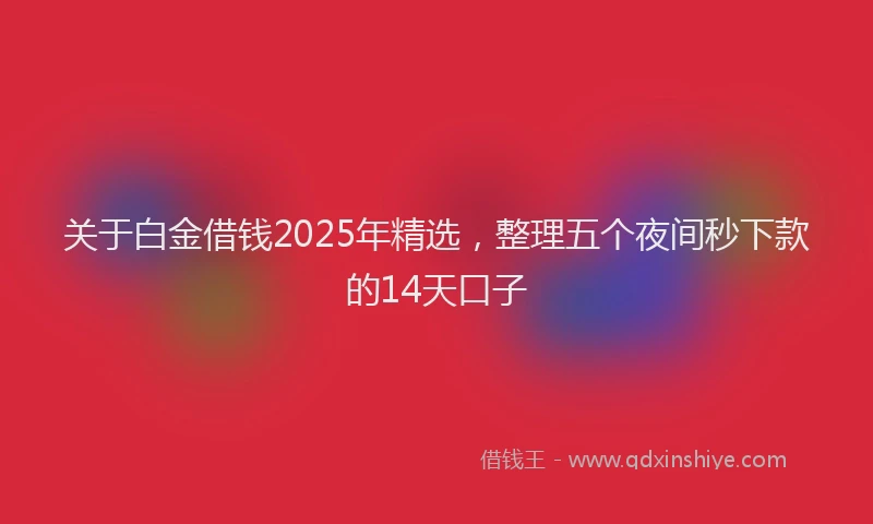 关于白金借钱2025年精选,整理五个夜间秒下款的14天口子