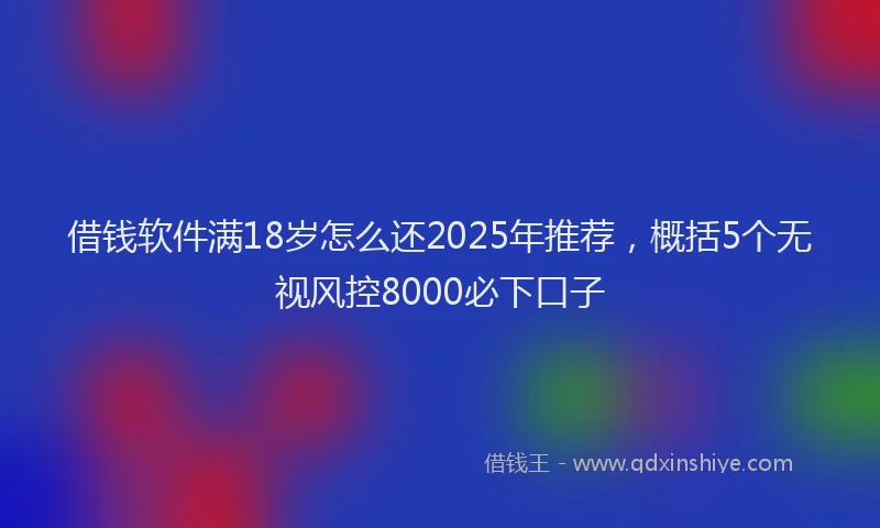 借钱软件满18岁怎么还2025年推荐,概括5个无视风控8000必下口子