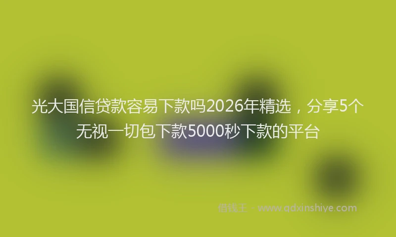 光大国信贷款容易下款吗2026年精选,分享5个无视一切包下款5000秒下款的平台