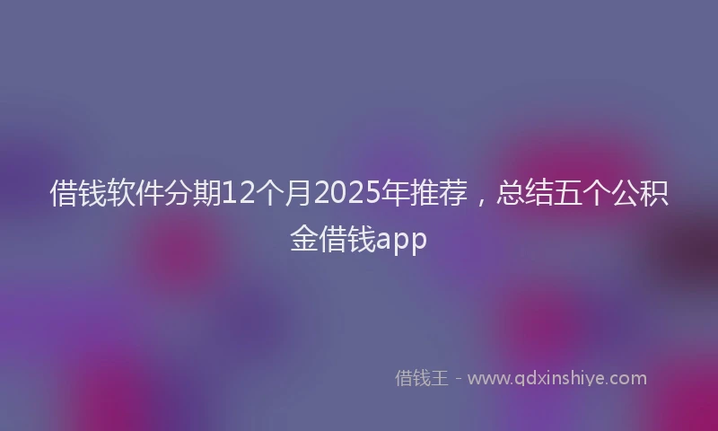 借钱软件分期12个月2025年推荐，总结五个公积金借钱app