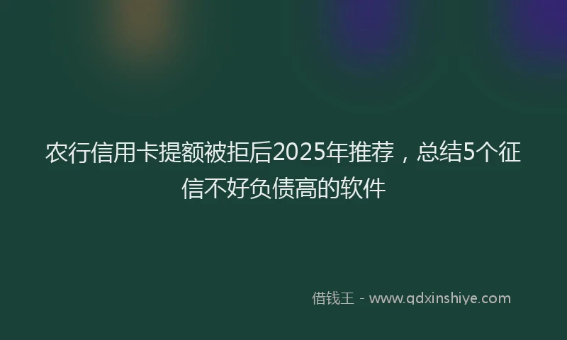 农行信用卡提额被拒后2025年推荐，总结5个征信不好负债高的软件