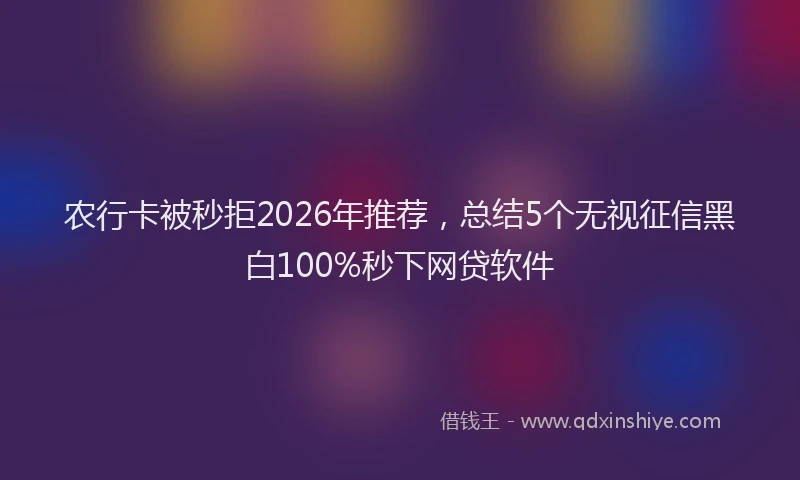 农行卡被秒拒2026年推荐,总结5个无视征信黑白100%秒下网贷软件