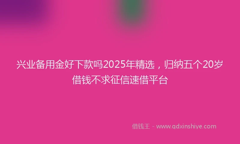 兴业备用金好下款吗2025年精选，归纳五个20岁借钱不求征信速借平台