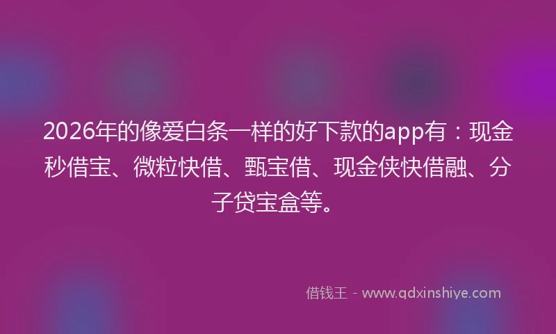 2026年的像爱白条一样的好下款的app有:现金秒借宝、微粒快借、甄宝借、现金侠快借融、分子贷宝盒等。