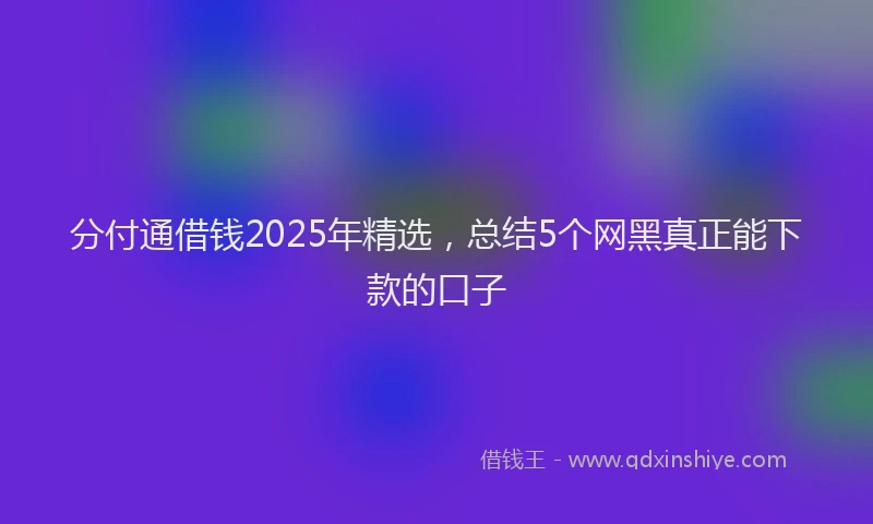 分付通借钱2025年精选，总结5个网黑真正能下款的口子