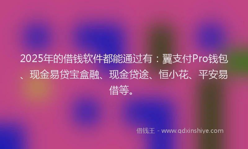 2025年的借钱软件都能通过有:翼支付Pro钱包、现金易贷宝盒融、现金贷途、恒小花、平安易借等。