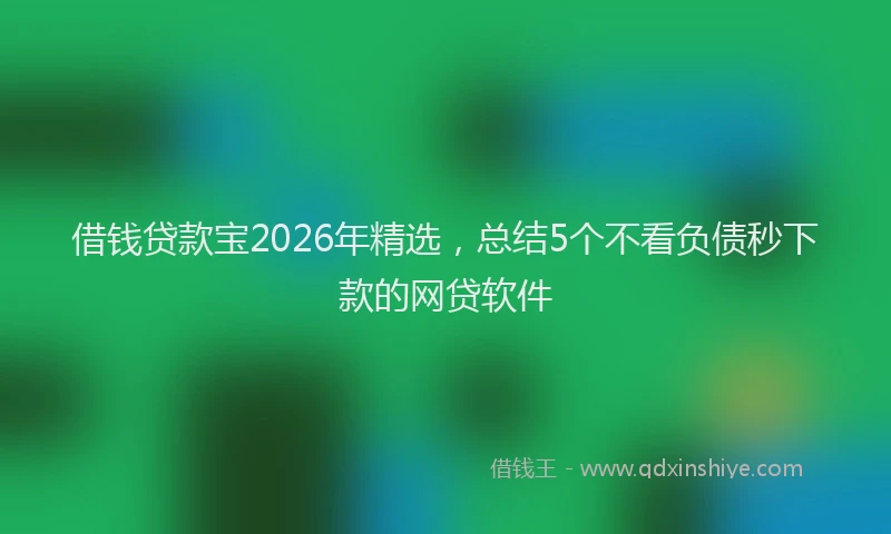借钱贷款宝2026年精选,总结5个不看负债秒下款的网贷软件