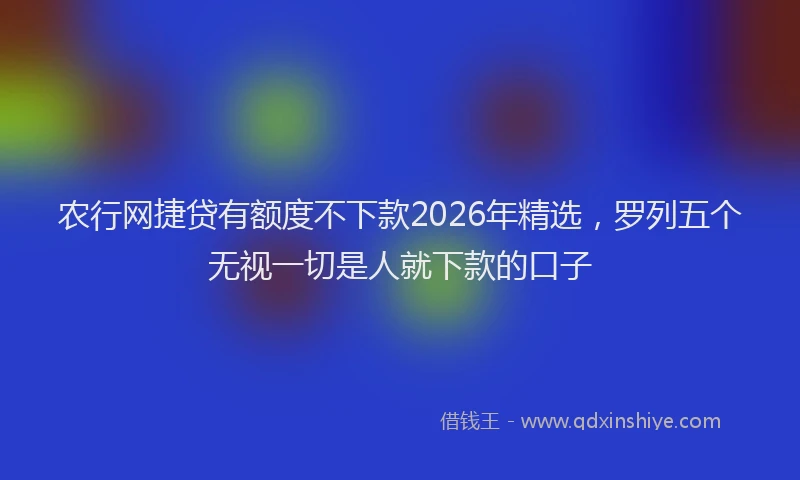 农行网捷贷有额度不下款2026年精选，罗列五个无视一切是人就下款的口子