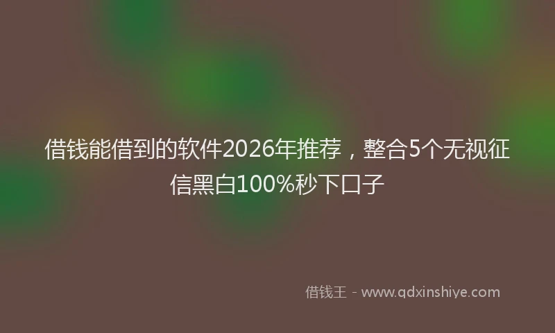 借钱能借到的软件2026年推荐，整合5个无视征信黑白100%秒下口子