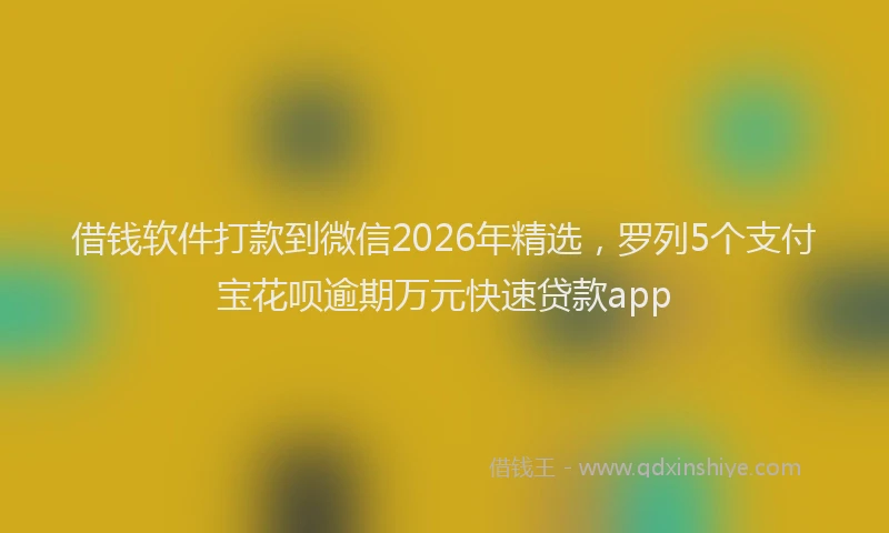 借钱软件打款到微信2026年精选，罗列5个支付宝花呗逾期万元快速贷款app