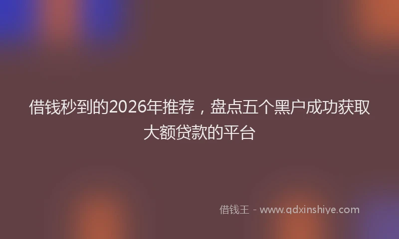 借钱秒到的2026年推荐,盘点五个黑户成功获取大额贷款的平台