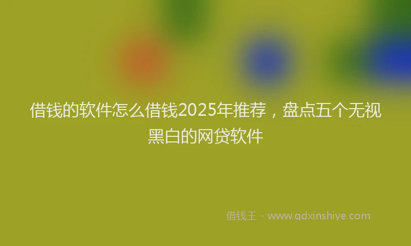 借钱的软件怎么借钱2025年推荐，盘点五个无视黑白的网贷软件