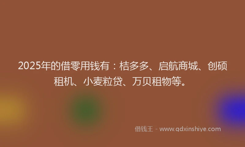 2025年的借零用钱有：桔多多、启航商城、创硕租机、小麦粒贷、万贝租物等。