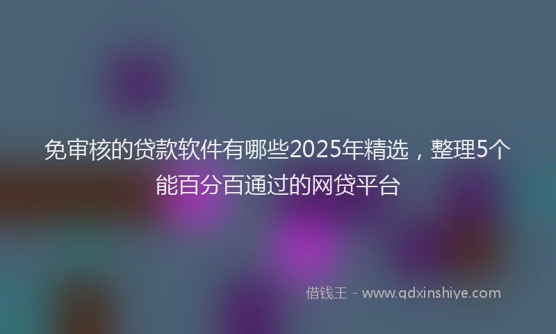 免审核的贷款软件有哪些2025年精选,整理5个能百分百通过的网贷平台