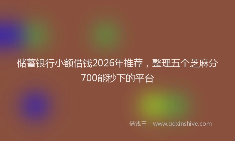 储蓄银行小额借钱2026年推荐,整理五个芝麻分700能秒下的平台