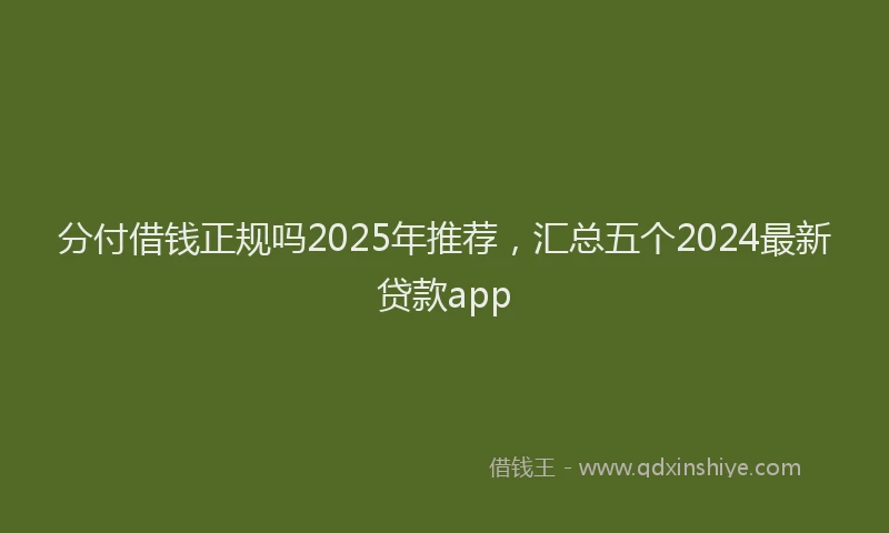 分付借钱正规吗2025年推荐，汇总五个2024最新贷款app
