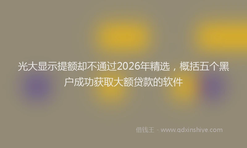 光大显示提额却不通过2026年精选，概括五个黑户成功获取大额贷款的软件