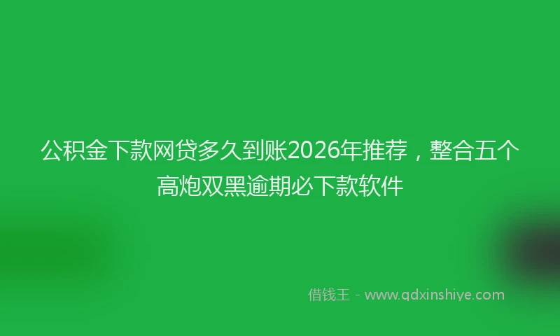 公积金下款网贷多久到账2026年推荐，整合五个高炮双黑逾期必下款软件