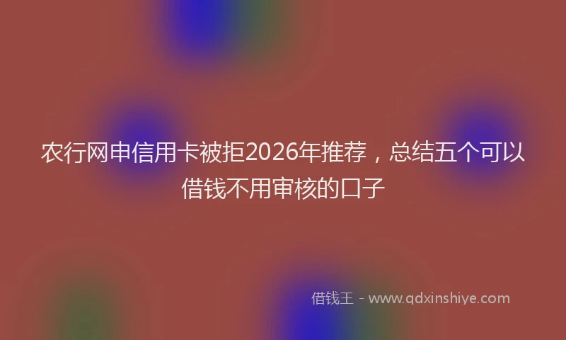 农行网申信用卡被拒2026年推荐，总结五个可以借钱不用审核的口子
