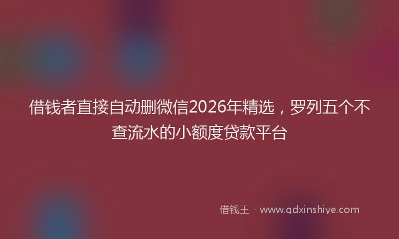 借钱者直接自动删微信2026年精选,罗列五个不查流水的小额度贷款平台