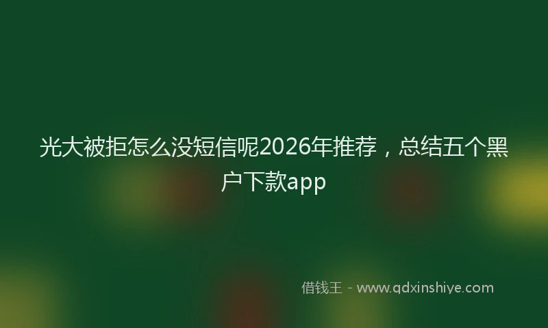 光大被拒怎么没短信呢2026年推荐，总结五个黑户下款app