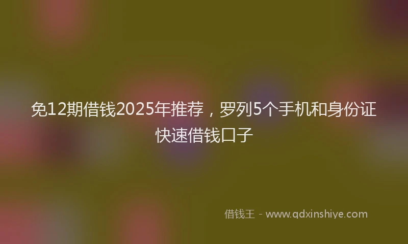 免12期借钱2025年推荐，罗列5个手机和身份证快速借钱口子