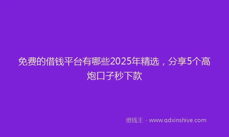 免费的借钱平台有哪些2025年精选，分享5个高炮口子秒下款