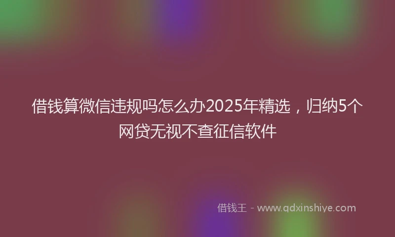 借钱算微信违规吗怎么办2025年精选，归纳5个网贷无视不查征信软件