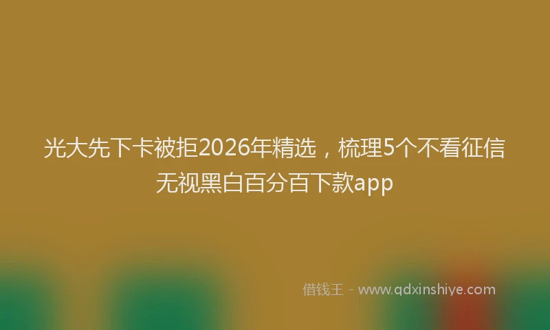 光大先下卡被拒2026年精选，梳理5个不看征信无视黑白百分百下款app