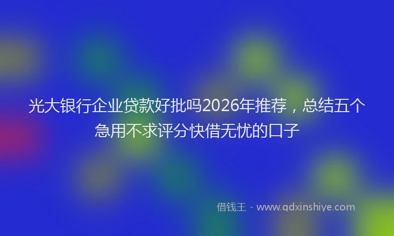 光大银行企业贷款好批吗2026年推荐，总结五个急用不求评分快借无忧的口子
