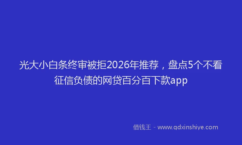 光大小白条终审被拒2026年推荐，盘点5个不看征信负债的网贷百分百下款app