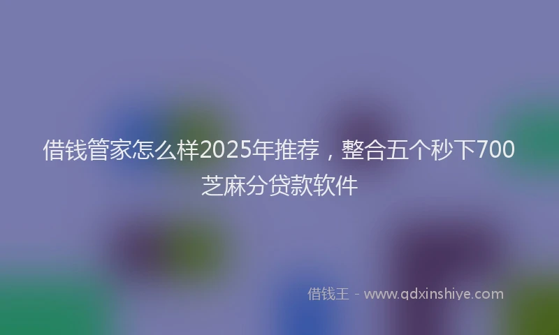 借钱管家怎么样2025年推荐，整合五个秒下700芝麻分贷款软件