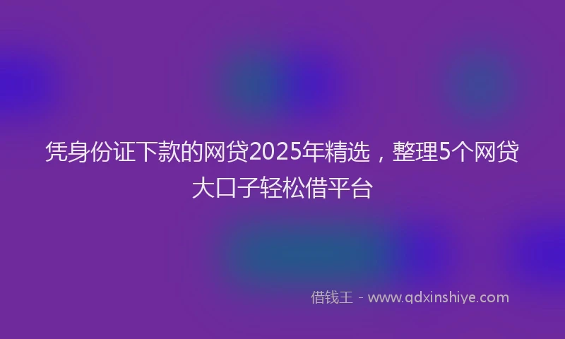 凭身份证下款的网贷2025年精选，整理5个网贷大口子轻松借平台