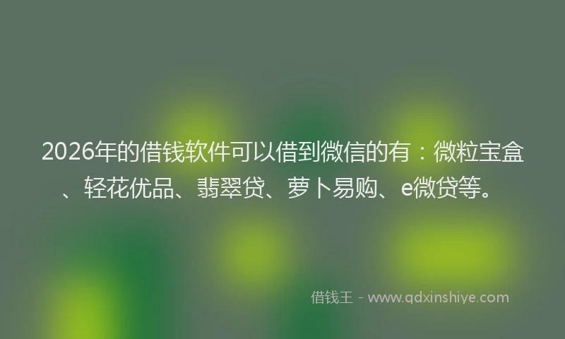 2026年的借钱软件可以借到微信的有：微粒宝盒、轻花优品、翡翠贷、萝卜易购、e微贷等。