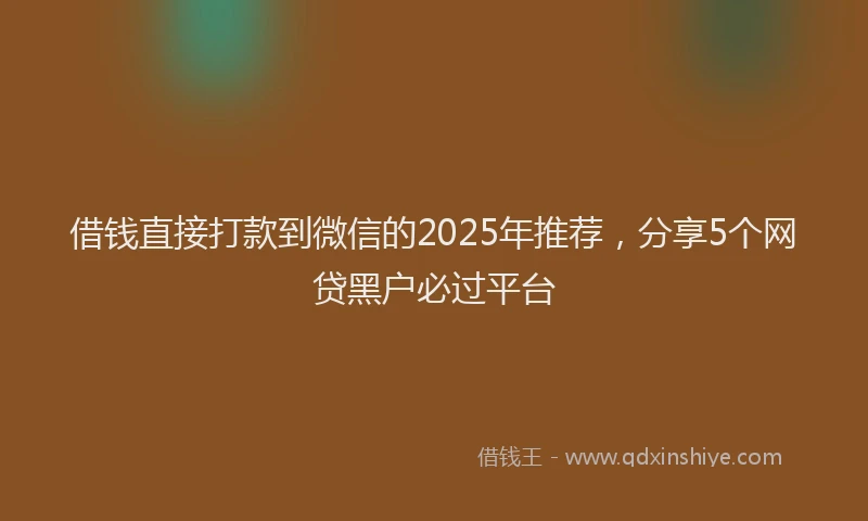 借钱直接打款到微信的2025年推荐，分享5个网贷黑户必过平台