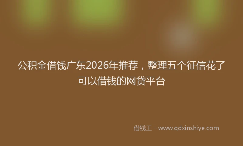 公积金借钱广东2026年推荐，整理五个征信花了可以借钱的网贷平台