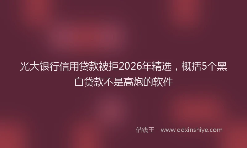 光大银行信用贷款被拒2026年精选，概括5个黑白贷款不是高炮的软件