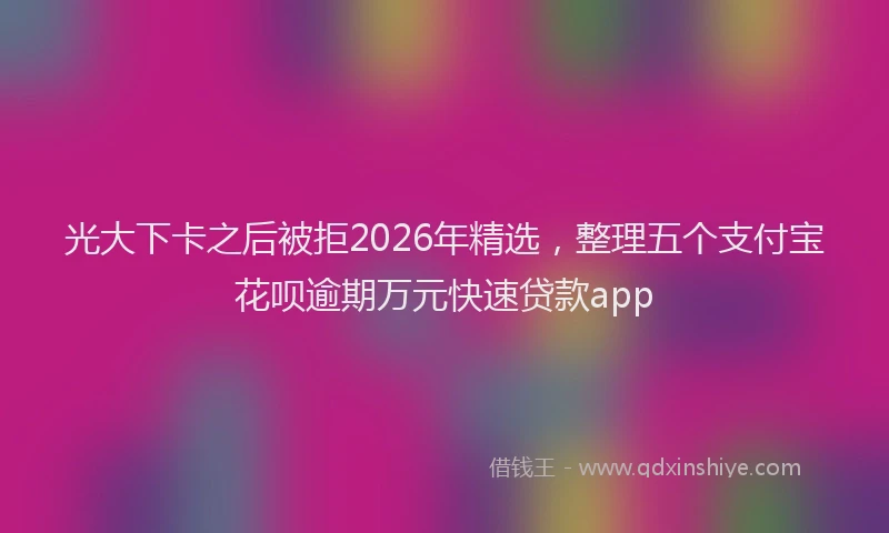 光大下卡之后被拒2026年精选，整理五个支付宝花呗逾期万元快速贷款app