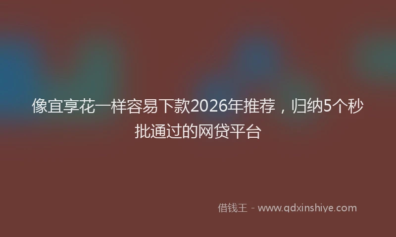 像宜享花一样容易下款2026年推荐，归纳5个秒批通过的网贷平台