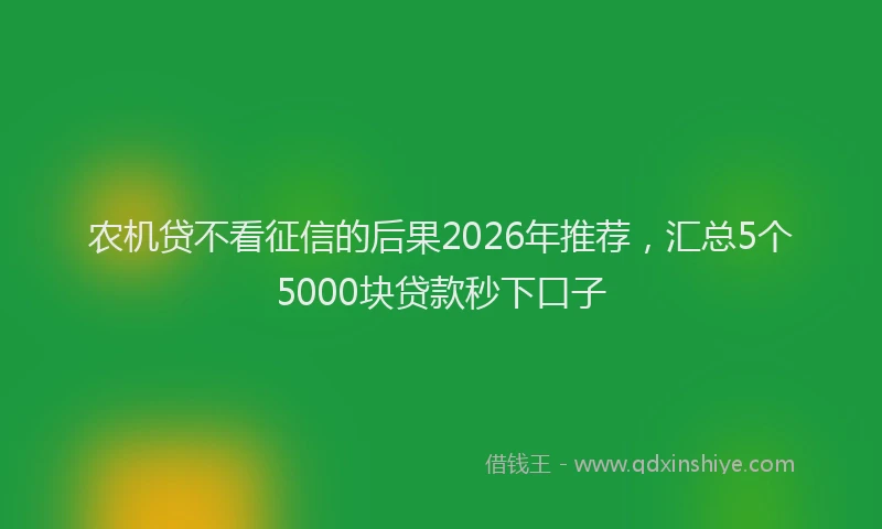 农机贷不看征信的后果2026年推荐，汇总5个5000块贷款秒下口子