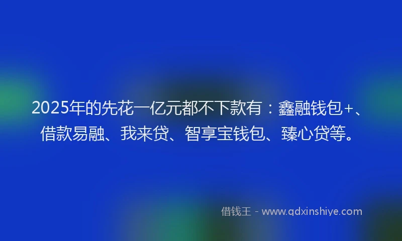 2025年的先花一亿元都不下款有：鑫融钱包+、借款易融、我来贷、智享宝钱包、臻心贷等。