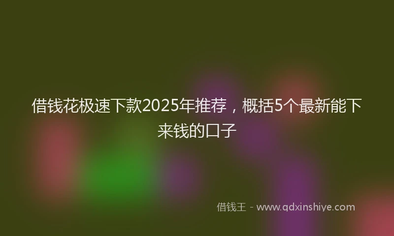 借钱花极速下款2025年推荐，概括5个最新能下来钱的口子