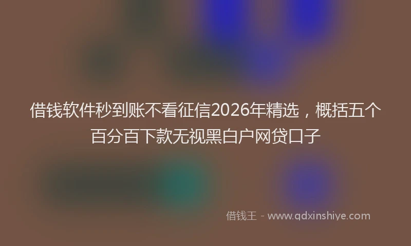 借钱软件秒到账不看征信2026年精选，概括五个百分百下款无视黑白户网贷口子