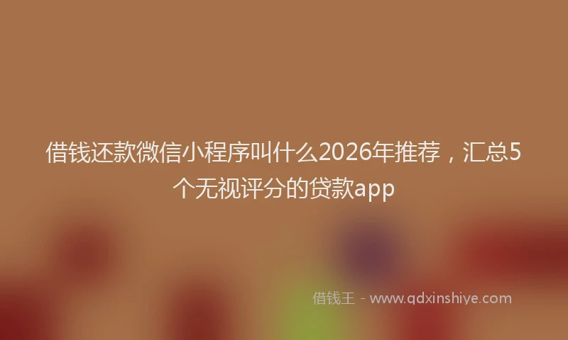 借钱还款微信小程序叫什么2026年推荐，汇总5个无视评分的贷款app