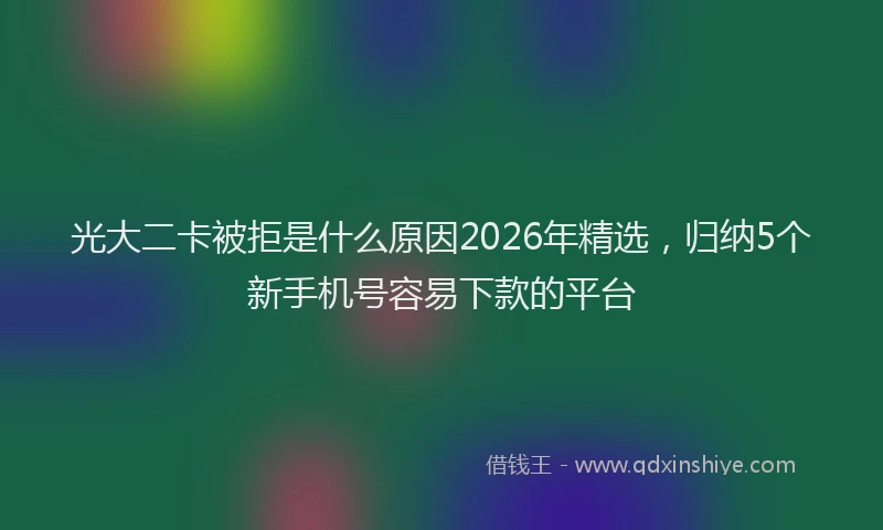 光大二卡被拒是什么原因2026年精选，归纳5个新手机号容易下款的平台